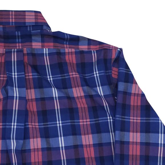 Brooks Brothers Shirt Mens Large Blue Pink Plaid Long Sleeve Regent Supima - Picture 10 of 12